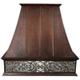 thumbnail image 2 of Premier Copper Products HV-EURO38S-NB-C2036BP1-TWSB 38 in. 1250 CFM Hammered Copper Wall Mounted Euro Range Hood with Nickel Background Scroll Design & Slim Baffle Filters, Oil Rubbed Bronze & Nickel, 2 of 3