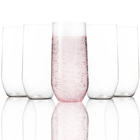 25 Pack Shatterproof Champagne Flute (5 Ounce), Plastic Champagne Flutes, Champagne Glasses, Recyclable Champagne Plastic Cup YE393.785