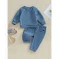 thumbnail image 2 of Bagilaanoe 2PCS Toddler Baby Boy Pants Set Long Sleeve Sweatshirt Pullover Tops + Sweatpants 6M 12M 18M 24M 3T Kids Casual Sweatsuits, 2 of 9
