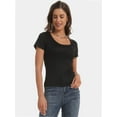 thumbnail image 5 of Women's T Shirts Short Sleeve Scoop Neck Basic Going Out Tops Fashion Slim Fit Tee, 5 of 6