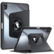Fintie Rotating Case for iPad Air 11-Inch (2026/2025/2024) and iPad Air 10.9-Inch 5th/4th Gen, 360° Swivel Stand, Clear Hard Back Cover, Built-in Pencil Holder, Black