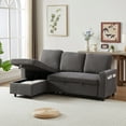 thumbnail image 5 of 78.5" Corduroy L-Shaped Convertible Combo Sofa Bed with Reversible Storage Chaise,Pull-Out Sleeper Sofabed with Side Pockets and Cup Holders for Living Room,Office,Apartment(Grey), 5 of 7