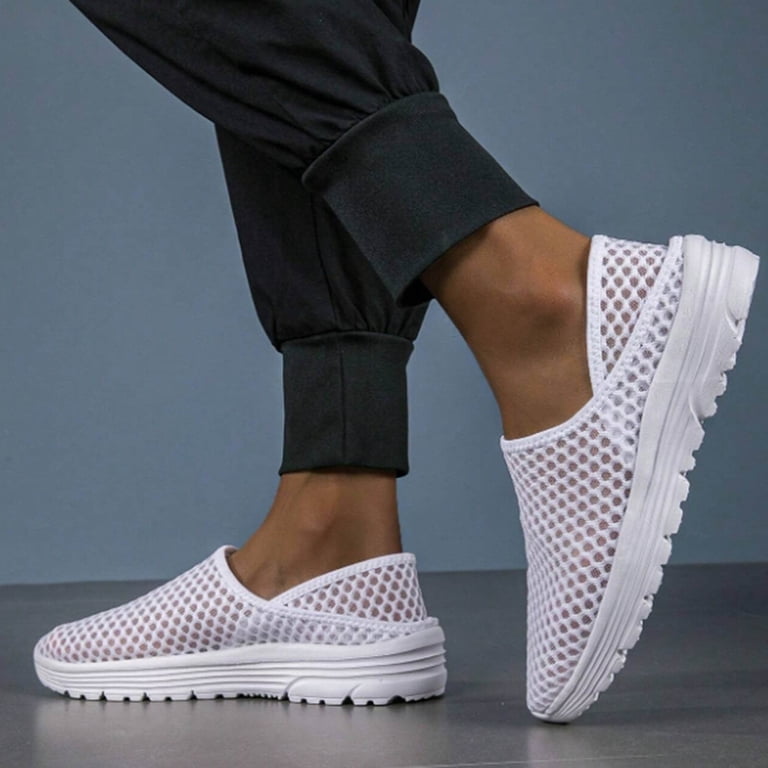 〽️Closed Toe Loafers Sneakers Men\'s White Mesh Slip On Lightweight Soft Sole Amazon.com | konhill Mens Slip On Loafers Sneakers - Casual  main image 3