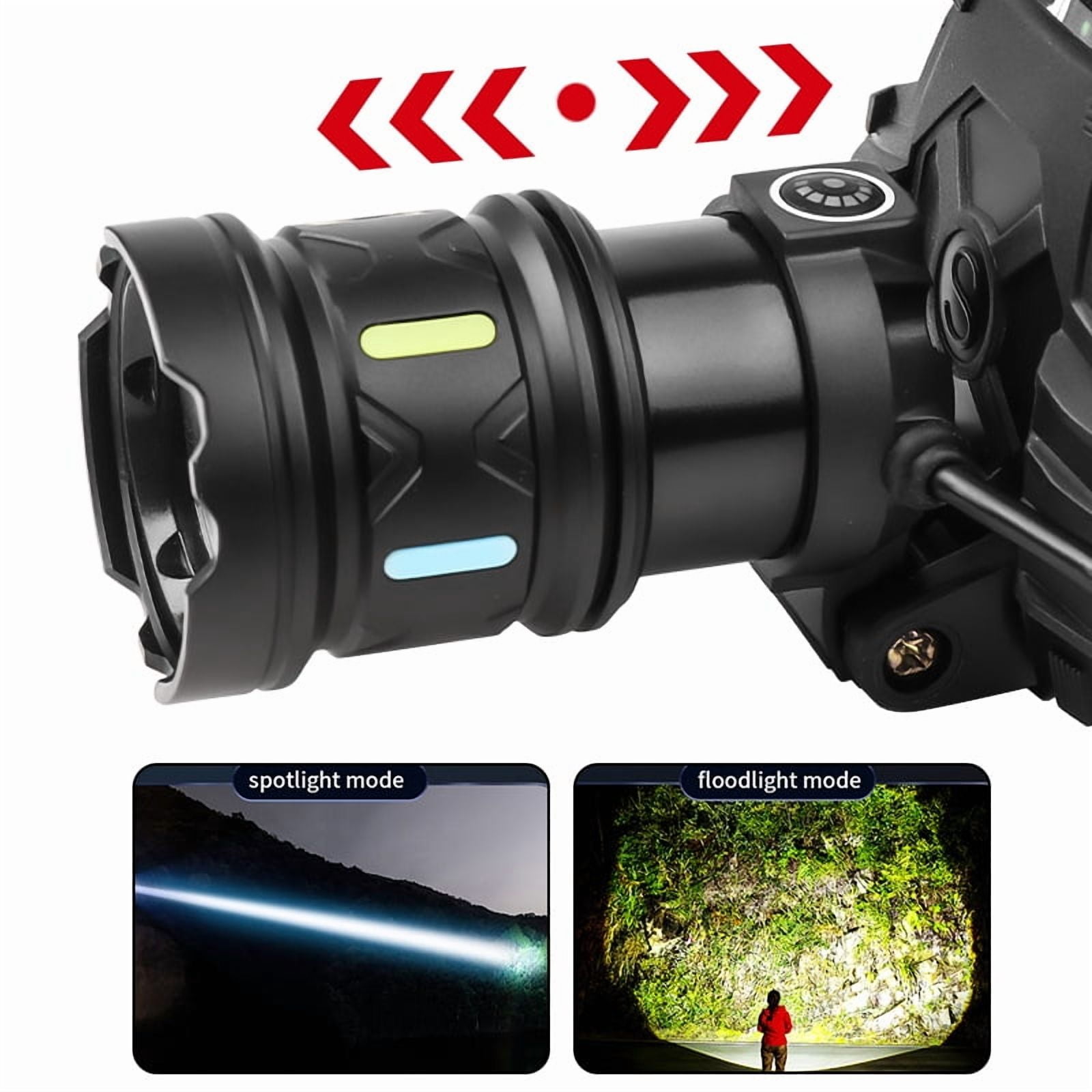 White laser zoom Headlamps, adjustable at 180 degrees, dual light source, outdoor night fishing, strong battery life headlight.