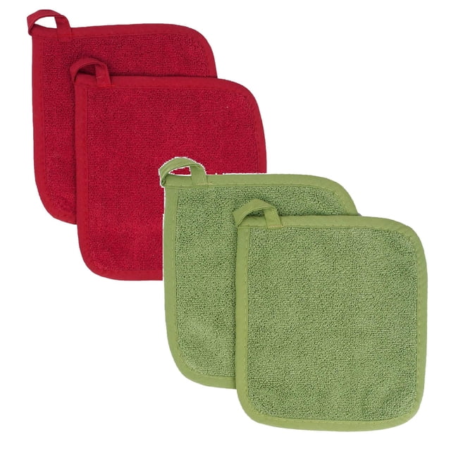 ¡Liquidación en ionze! Juego de 4 agarraderas para cocina, resistentes al calor (2 rojas y 2 verdes)