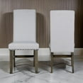 thumbnail image 6 of Luo 19 Inch Dining Chairs Set of 2- Nailhead Trim- Gray Fabric- Brown Wood, 6 of 6