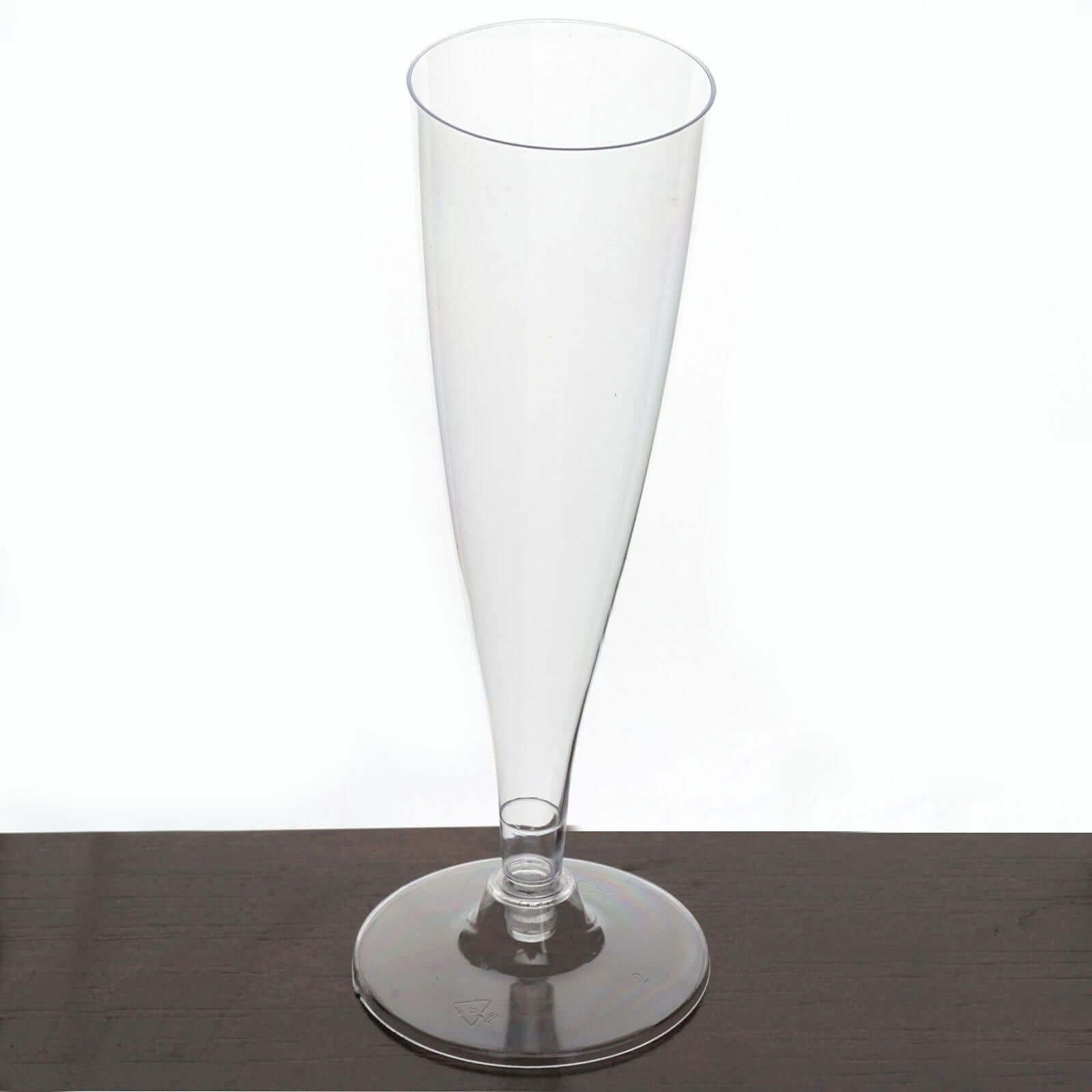 Efavormart 60 Pack 5oz Clear Plastic Disposable Champagne Flute Glasses | Hollow Stem | Detachable Base