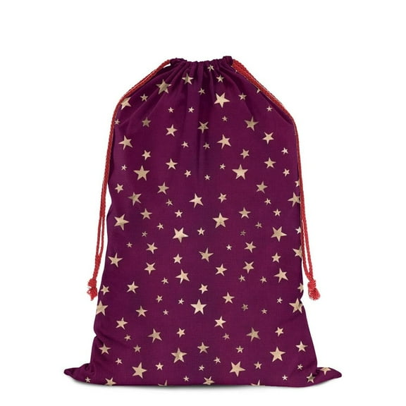 Christmas Bags Drawstring,Purple Christmas Star Pattern Large Xmas Christmas Gift Bags,Reusable for Xmas and New Year Party Favors and Supplies,27.6" X 19.7"
