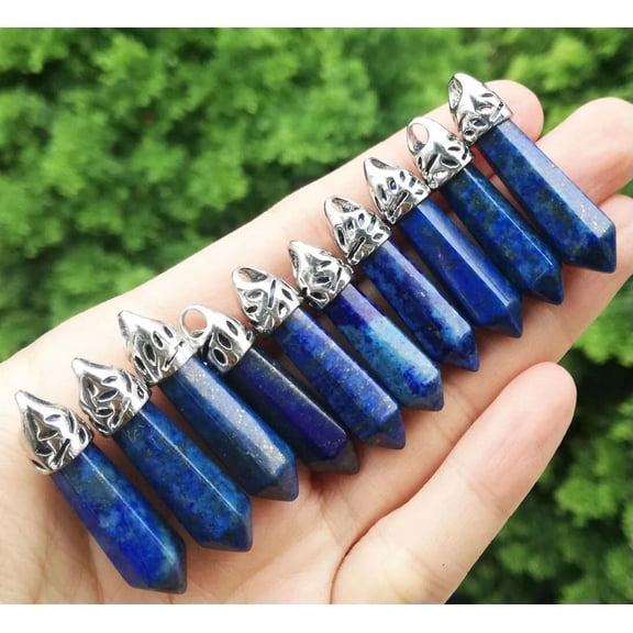 QQTDFG 10pcs Lapis Lazuli Stone Pendants Natural Point bead Crystal Gemstone Pendant-default