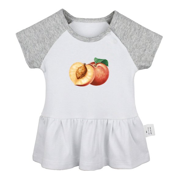 Fruit Peach Pattern Dresses For Baby, Newborn Babies Skirts, Infant Princess Dress, 0-24M Kids Graphic Clothes (Gray Raglan Dresses, 6-12 Months)