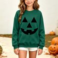thumbnail image 4 of Risckoth Girl's Pumpkin Face Print Crew Neck Sweatshirt, Warm Long Sleeve Casual Pullover, 4 of 8
