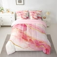thumbnail image 3 of Feelyou Fashion Abstract Stripe Twin Bedding Sets 7-Piece for Adult, Chic Marble Ombre Bedding Comforter Set, Watercolor Art Pink Reversible Sheet Sets, Super Cozy Room Decor, 3 of 8
