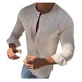 thumbnail image 1 of Camisas De Para Hombre Camisa Fashion Round Color Manga Long Men's Casual Top Blouse Men's blusa (Khaki, M), 1 of 6
