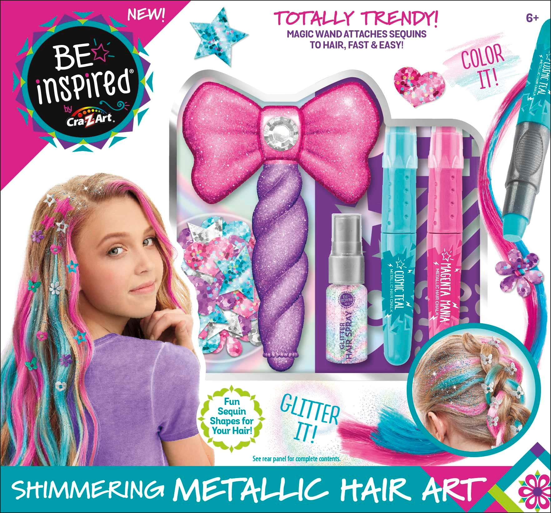 Cra-Z-Art Be Inspired Metallic Hair Creations, 30 Piece Multicolor Kit Ages  8 and up 