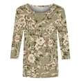 thumbnail image 4 of YUGYXL Women's 3/4 Sleeve Floral Graphic Shirts Plus Size Tunic Tops Boho Casual Crewneck Blouses Summer Dressy Shirts G Multicolor L, 4 of 5