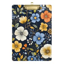 FORMRS Acrylic Clipboard with Low Profile Clip Standard A4 Letter Size, 12.5" x 9", Navy Floral Pattern