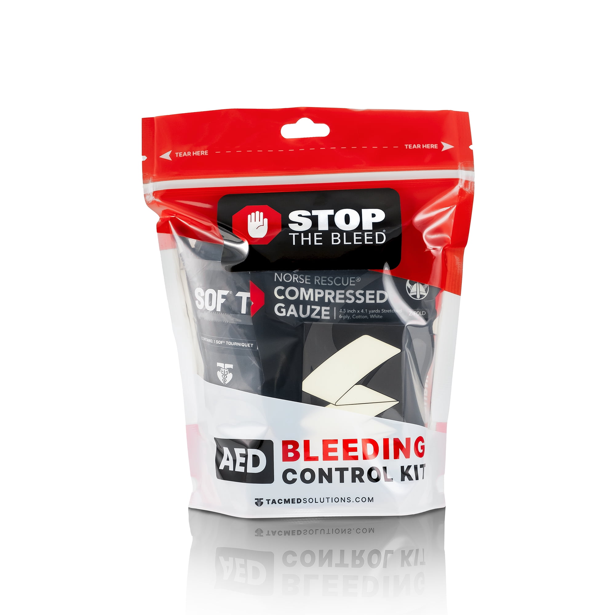 Stop The Bleed AED Kit Plastic Pouch, Complete Hemorrhage Control, Essential First Aid for Schools, Workplaces, and Public Spaces, TacMed Solutions