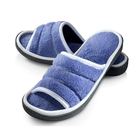 Roxoni Womens Open Toe Memory Foam Slippers-A Durable And Cozy Year Round House Shoe-Sizes 6 To 11-Style#