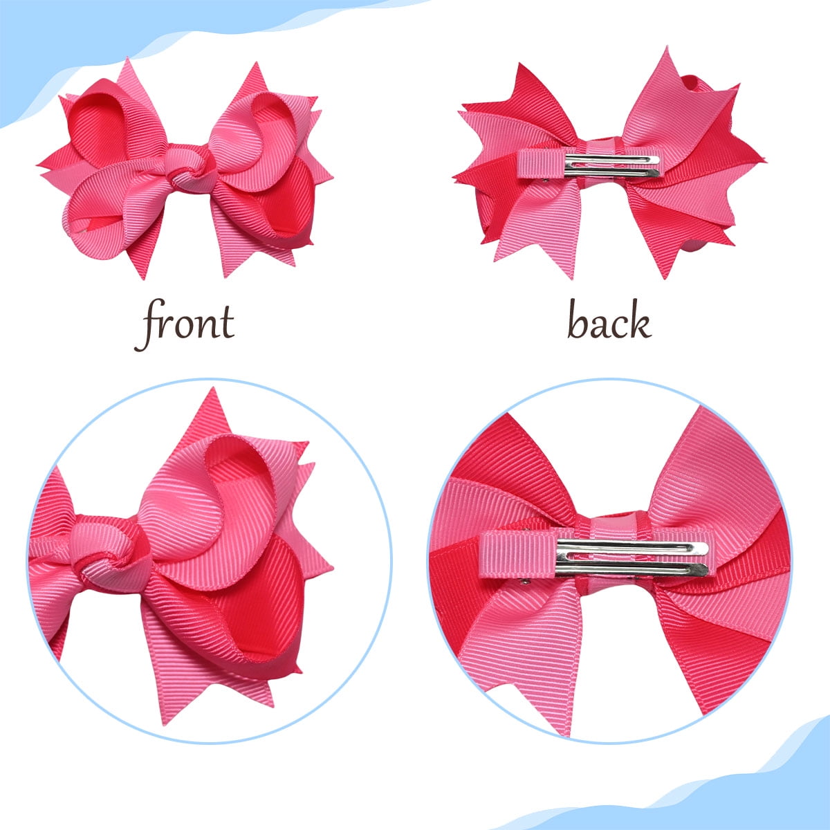 JoyBowie 12+12 Pack Small Ruffled Hair Bows & Two-Tone Spike Hair Bows, Alligator Clips