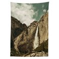 thumbnail image 3 of Ambesonne America Tablecloth Rectangular Table Cover, Waterfall Yosemite Park, 60"x84", Brown Reseda Green, 3 of 4