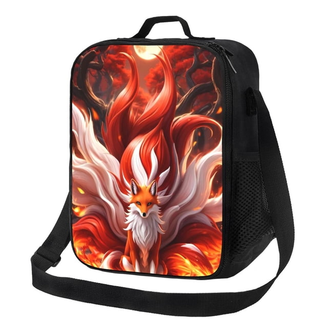 Disketp Red Leaf Flame Fox Bolsa Térmica Estampada para Almuerzo, Lonchera para Hombres y Mujeres Adultos