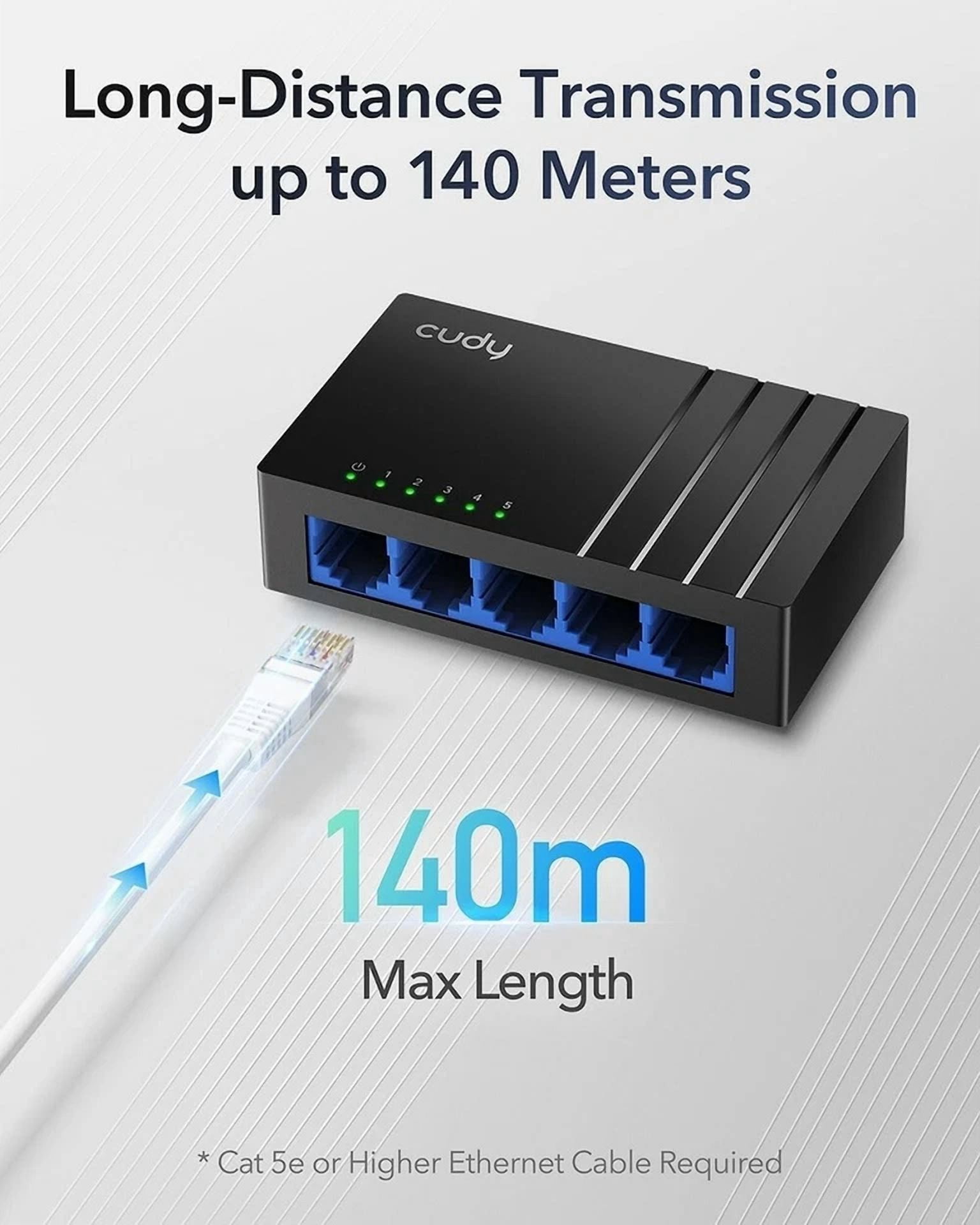 CRESTIN- Cudy GS105D | 5-Port 10/100/1000Mbps Gigabit Ethernet Desktop Switch