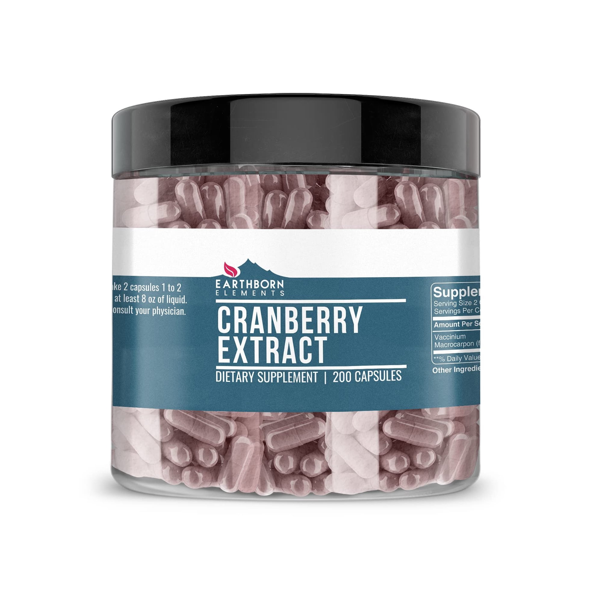 Earthborn Elements Cranberry Extract 200 Capsules, Pure & Undiluted, No Additives