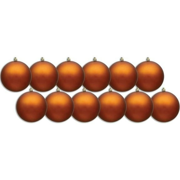 Queens of Christmas ORN-BLKM-100-CO-12PK 4 in. Matte Ball Ornament with Wire, Copper - Pack of 12