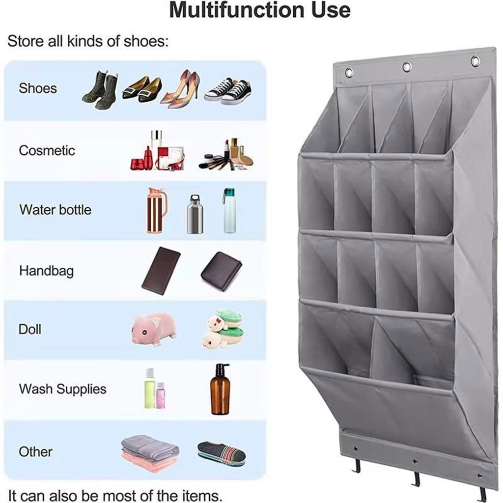 Elegant Over Door Footwear Organizers Closet Door Shoe Bag 15 Slot Sturdy Construction for Footwear and Accessories