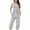 Gray, variant on Ruimatai Women Casual Loose Short Sleeve Pajama Set with Pockets, Stylish Button Down Blouse & Comfortable Pants, 100% Polyester, Spring Summer Outfit