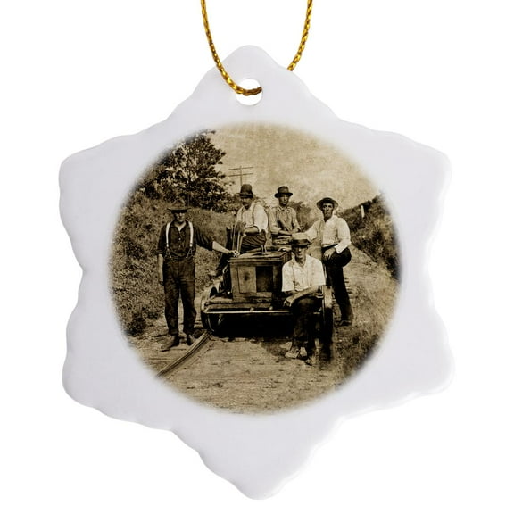 3drose, Ive Been Workin on the Railroad Sepia Tone, 3 inch Snowflake Porcelain Ornament