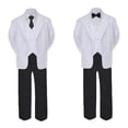 thumbnail image 2 of 6pc  Boy Formal Necktie Black & White Suit Set Satin Bow tie Baby Sm-20 Teen, 2 of 4