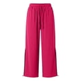 thumbnail image 6 of Levmjia Women's High Waisted Wide Leg Pants with Drawstring Side Pockets Front Slit Flowy Pants Casual Yoga Lounge Trousers for Summer, 6 of 6