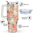 thumbnail image 3 of Orange and White Dog Flowers 40 Oz Tumbler with Handle Lid and Straw, Stainless Steel Double Walled Vacuum Insulated Cup, Cute Birthday Gifts Tumbler for Women Men Friends, 3 of 7