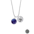 thumbnail image 2 of Delight Jewelry Silvertone Round - Imitation Cat's Eye - Blue - Silvertone Script Initial Disc - H - Charm Necklace, 20"+3", 2 of 4