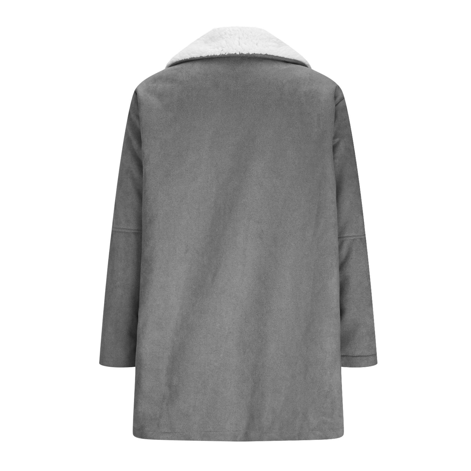 Womens Fleece Lined Jackets No Hood, Notched Collar Long Sleeve Winter Warm Pea Coats with Pockets Toggle Closure