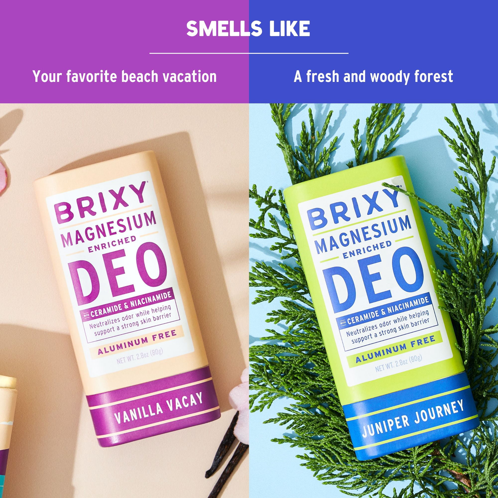 BRIXY Magnesium Deodorant, Odor Control With Ceramide & Niacinamide For Skin Health, Aluminum Free, Baking Soda Free, EWG VERIFIED, Sensitive Skin Deodorant, Vegan, Plastic Free, Light Scent (2 Pack)