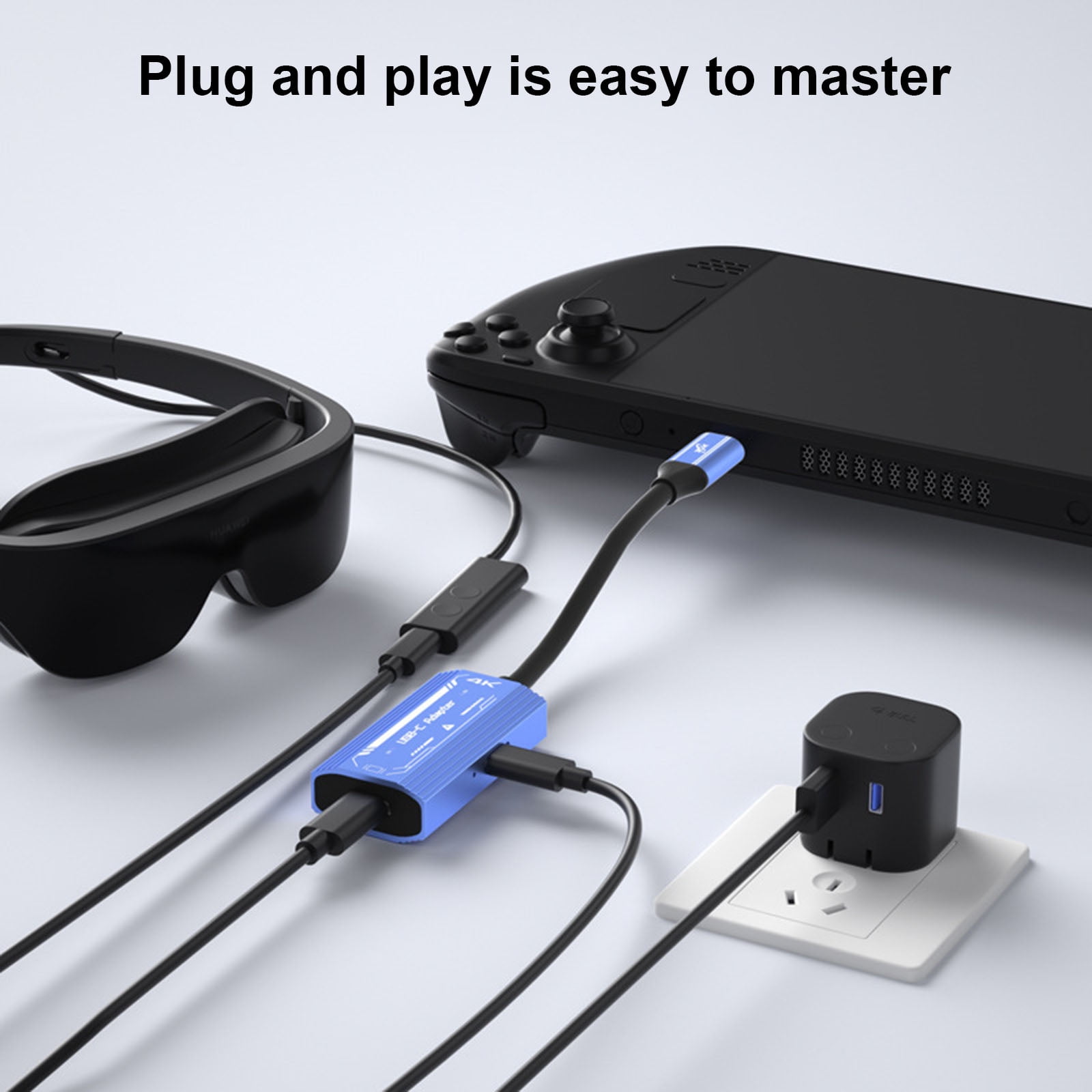 COOLHOOD USB C/HD2.0 Charging Adapter Cable Virtual Reality Glasses Power Supply Converter Cord Wire for Gaming