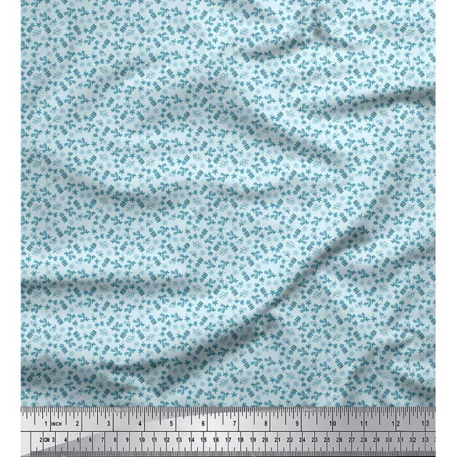 Soimoi Rayon Fabric Leaves & Floral Artistic Print Sewing Fabric Yard 56 Inch Wide