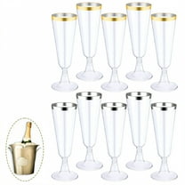 ACDANC 10Pcs Champagne Flutes Plastic 5 oz Portable Light Build Plastic Wine Glasses with Stem Martini Glasses for Family Bar Party Wedding Essentials Mix1