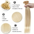 thumbnail image 4 of SEGO I Tip Hand-Tied Human Hair Extensions Cold Fusion Off Black 100 Strands Soft Straight Remy Hair Pre Bonded Stick Shoelace Tips, 4 of 9