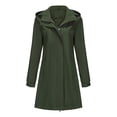 thumbnail image 5 of YDFCWXW Womens Waterproof Trench Coat Hooded Windbreaker With Pockets Lightweight Jacket Outdoor Green, 3XL, 5 of 6