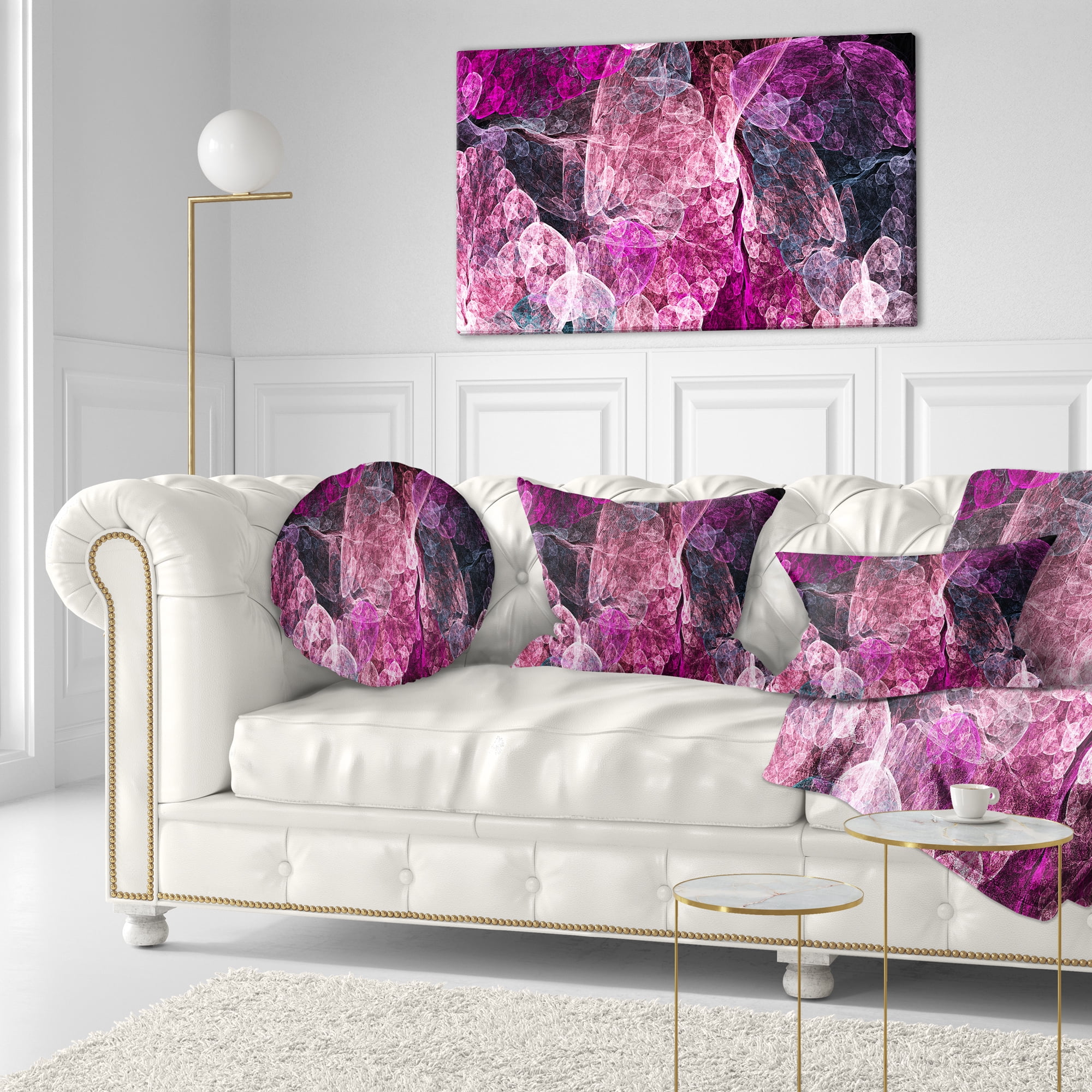 Designart Abstract Purple Fractal Illustration - Abstract Throw Pillow - 12x20