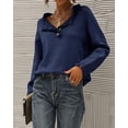 thumbnail image 2 of BTFBM Womens Sweaters Fall Winter Clothes Long Sleeve Button Down Ruffle Crew Neck Casual Knitted Pullover Tops, 2 of 7