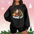 thumbnail image 2 of Christmas Long Sleeve Shirts for Women Thin Fleece Round Neck Christmas Print Loose Hoodless Sweatshirt, 2 of 5