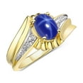 thumbnail image 3 of RYLOS Rings for Women 14K Yellow Gold Swirl Z Ring 7X5MM Oval Gemstone &  Diamond Rings Blue Star Sapphire Jewelry Size 10, 3 of 7