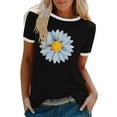 thumbnail image 1 of Pompotops Femmes Mode Décontractée Impression Col Rond en Vrac Manches Courtes T-shirt Top Chemisier Pull, 1 of 4