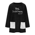 thumbnail image 6 of DDAPJ pyju Yes I'm Still Freezing Me 24:7 Sherpa Sweatshirt for Women Fuzzy Warm Winter Pullover Sweatshirts Loose Comfy Loungewear Tunic Tops with Colorblock Pockets Black XXL, 6 of 7