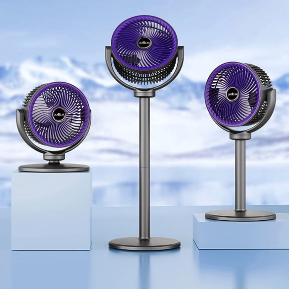 Adjustable Height 3-in-1 Circulation Standing Fan,Rechargeable Type-C Desk & Floor Fan,5 Speed 90° Tilt Portable Quiet Air Circulator Fan for Home Bedroom Office