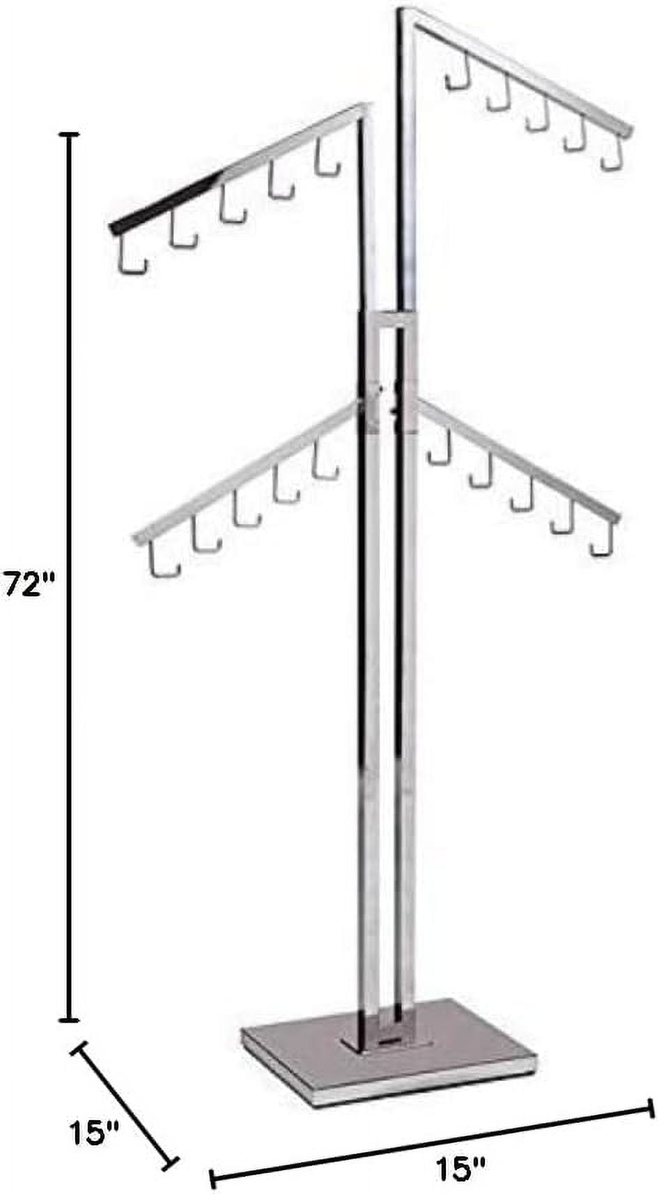 Only Hangers Four Arm Chrome Handbag Rack with Adjustable Height J-Hook Arms - Available in Black and Chrome (CHROME)
